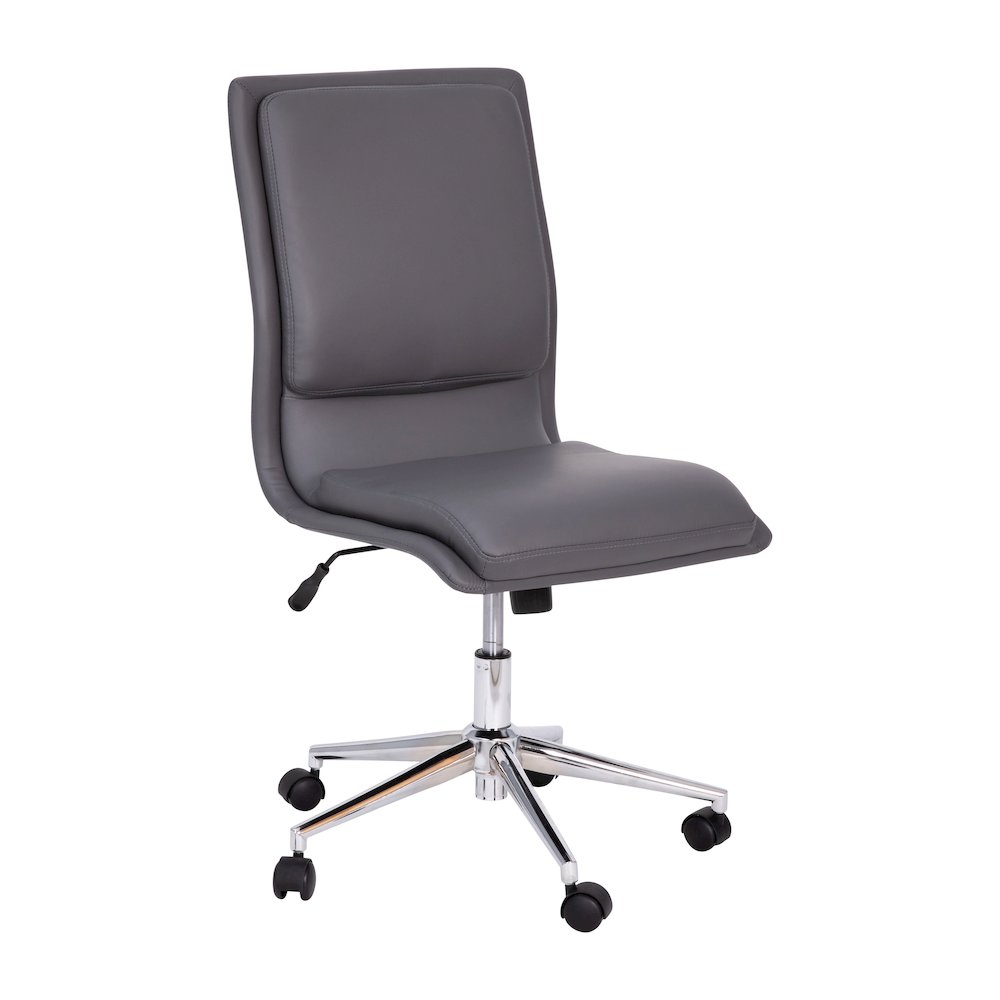 Mid-Back Armless Swivel Task Office Chair with and Adjustable Chrome Base, Gray. Picture 1