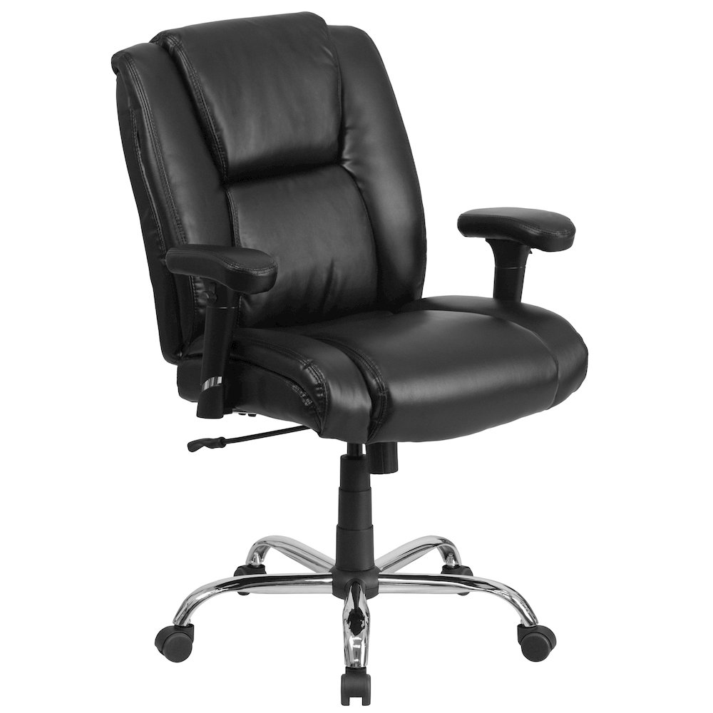 400 lb. Rated Black Task Office Chair with Chrome Base and Adjustable Arms. Picture 1
