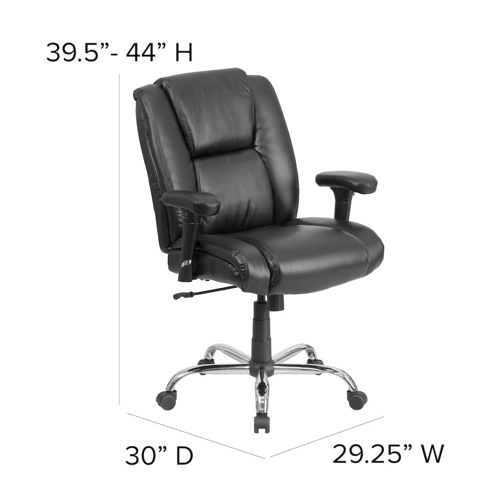 400 lb. Rated Black Task Office Chair with Chrome Base and Adjustable Arms. Picture 7