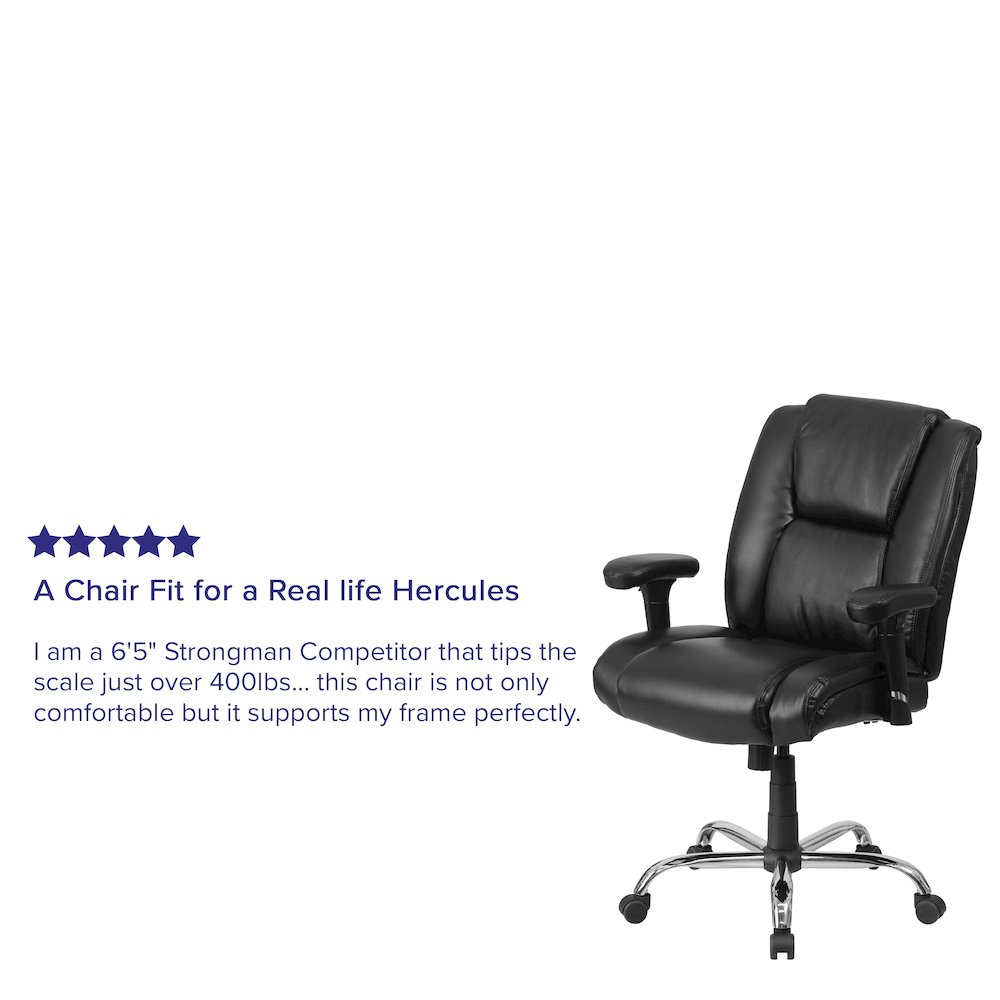 400 lb. Rated Black Task Office Chair with Chrome Base and Adjustable Arms. Picture 5