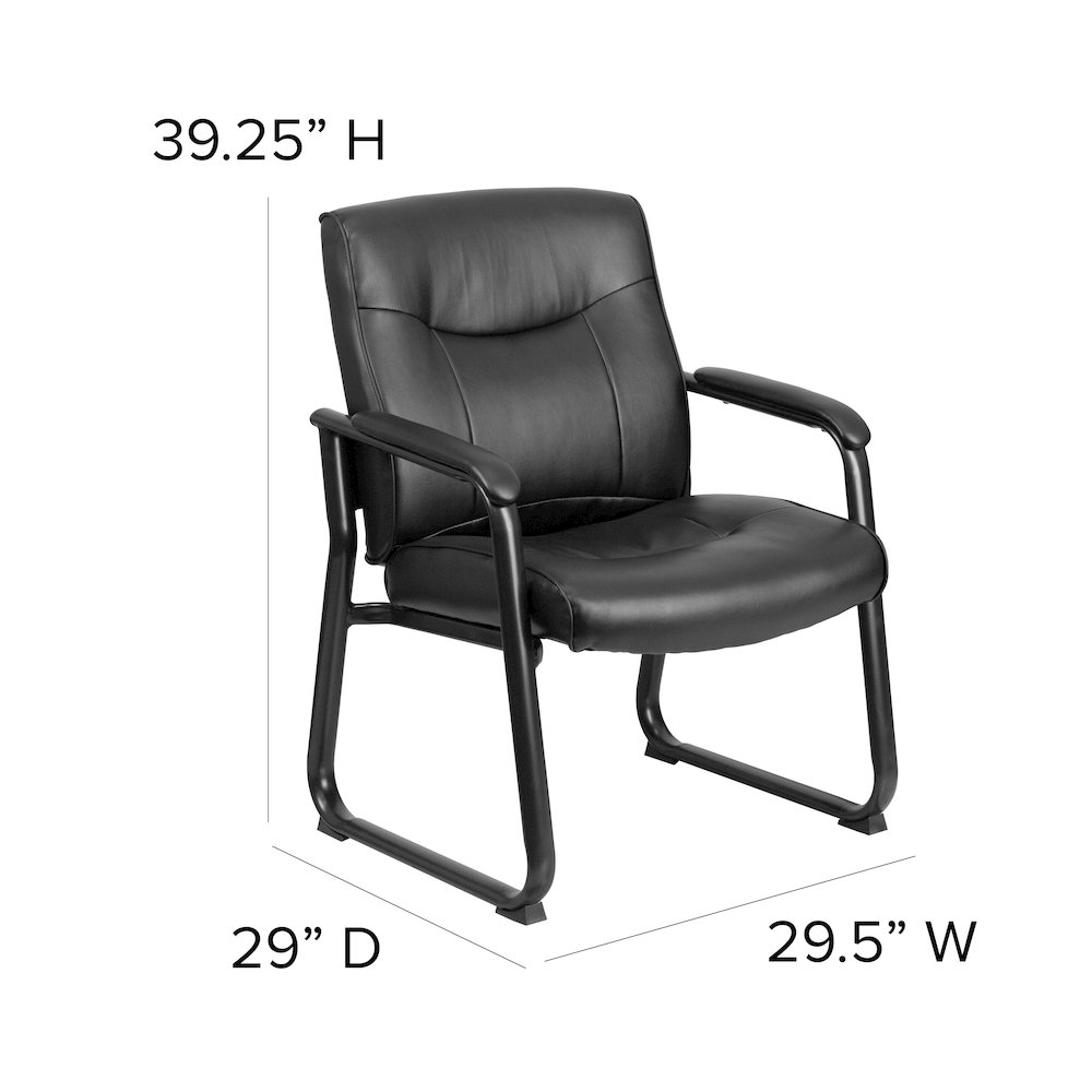 Big & Tall 500 lb. Rated Black Executive Side Reception Chair with Sled Base. Picture 6