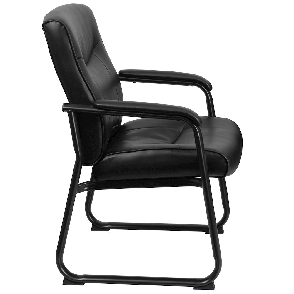 Big & Tall 500 lb. Rated Black Executive Side Reception Chair with Sled Base. Picture 9