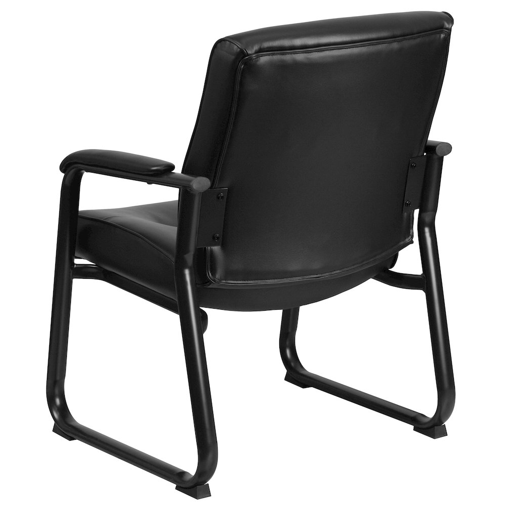 Big & Tall 500 lb. Rated Black Executive Side Reception Chair with Sled Base. Picture 7
