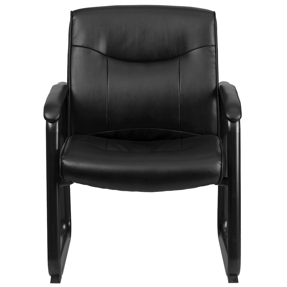 Big & Tall 500 lb. Rated Black Executive Side Reception Chair with Sled Base. Picture 10