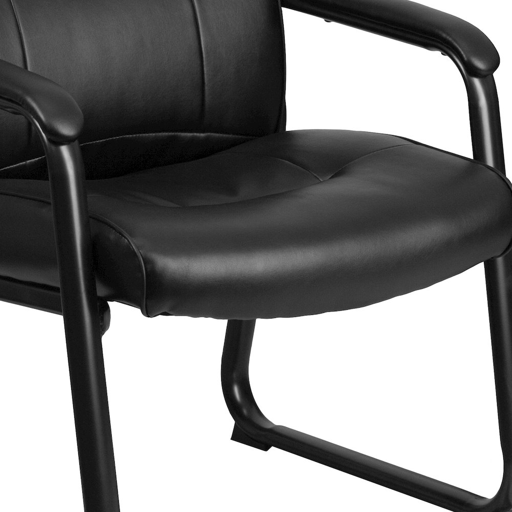 Big & Tall 500 lb. Rated Black Executive Side Reception Chair with Sled Base. Picture 11