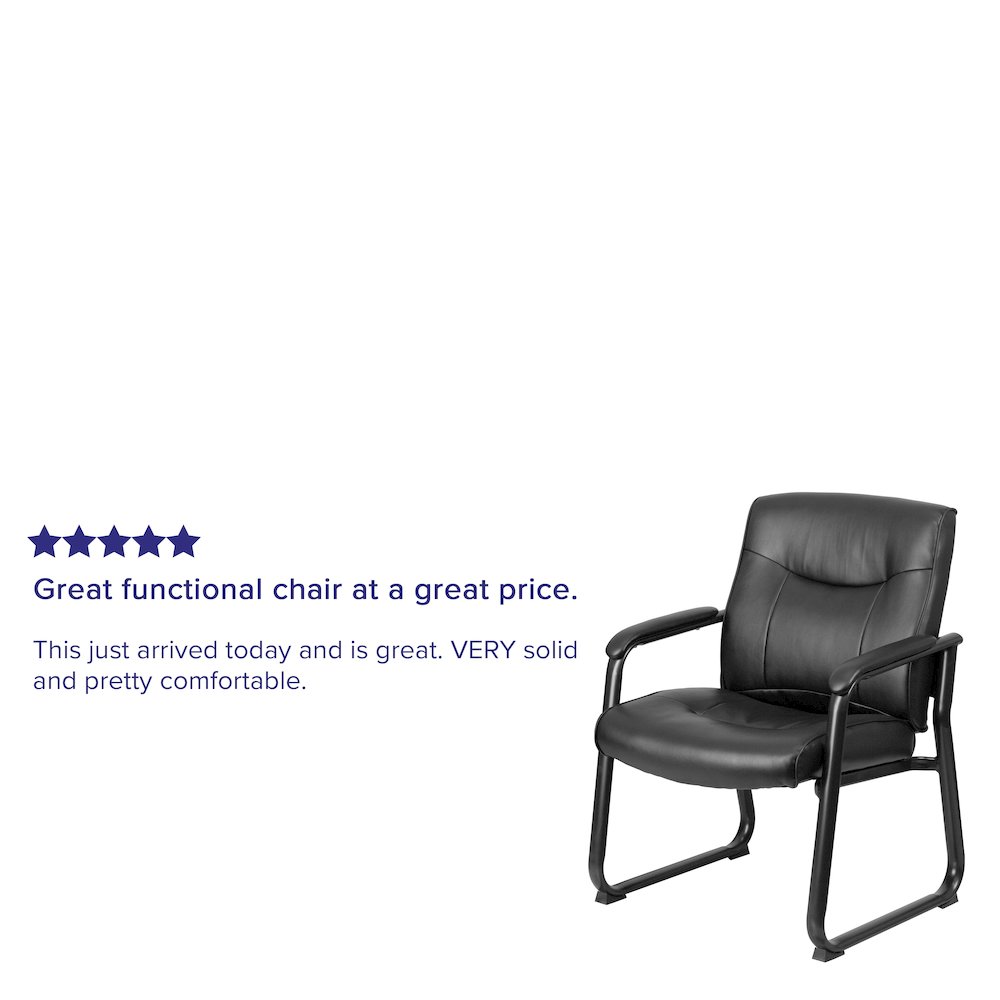 Big & Tall 500 lb. Rated Black Executive Side Reception Chair with Sled Base. Picture 4