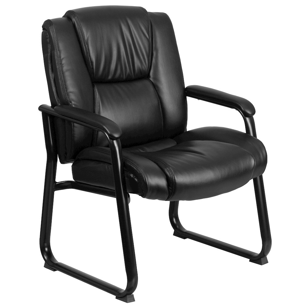 Reception Chairs | Black LeatherSoft Side Chairs for Reception and Office. Picture 1