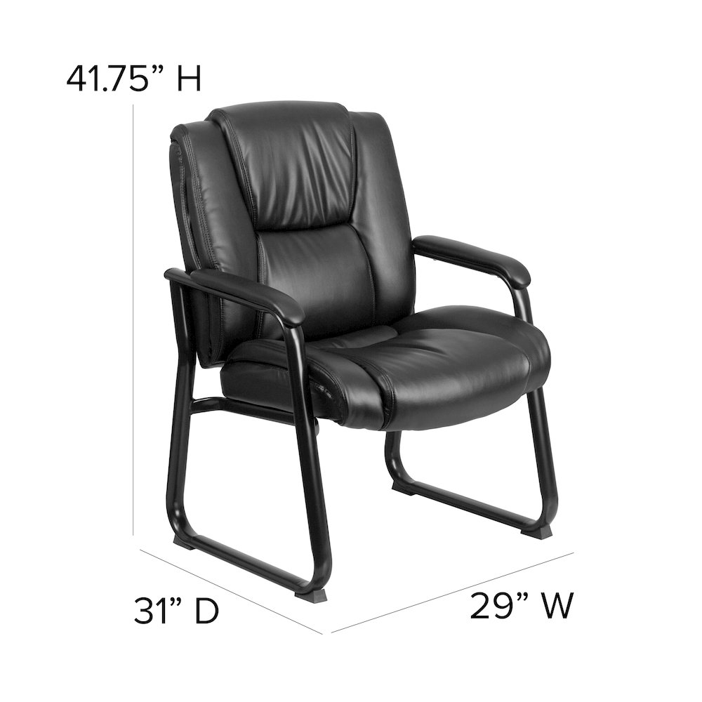 Reception Chairs | Black LeatherSoft Side Chairs for Reception and Office. Picture 6