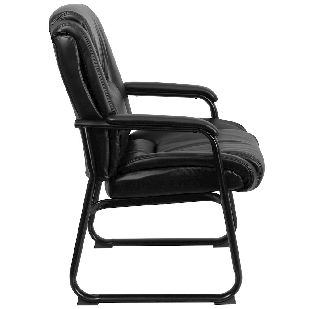Reception Chairs | Black LeatherSoft Side Chairs for Reception and Office. Picture 9