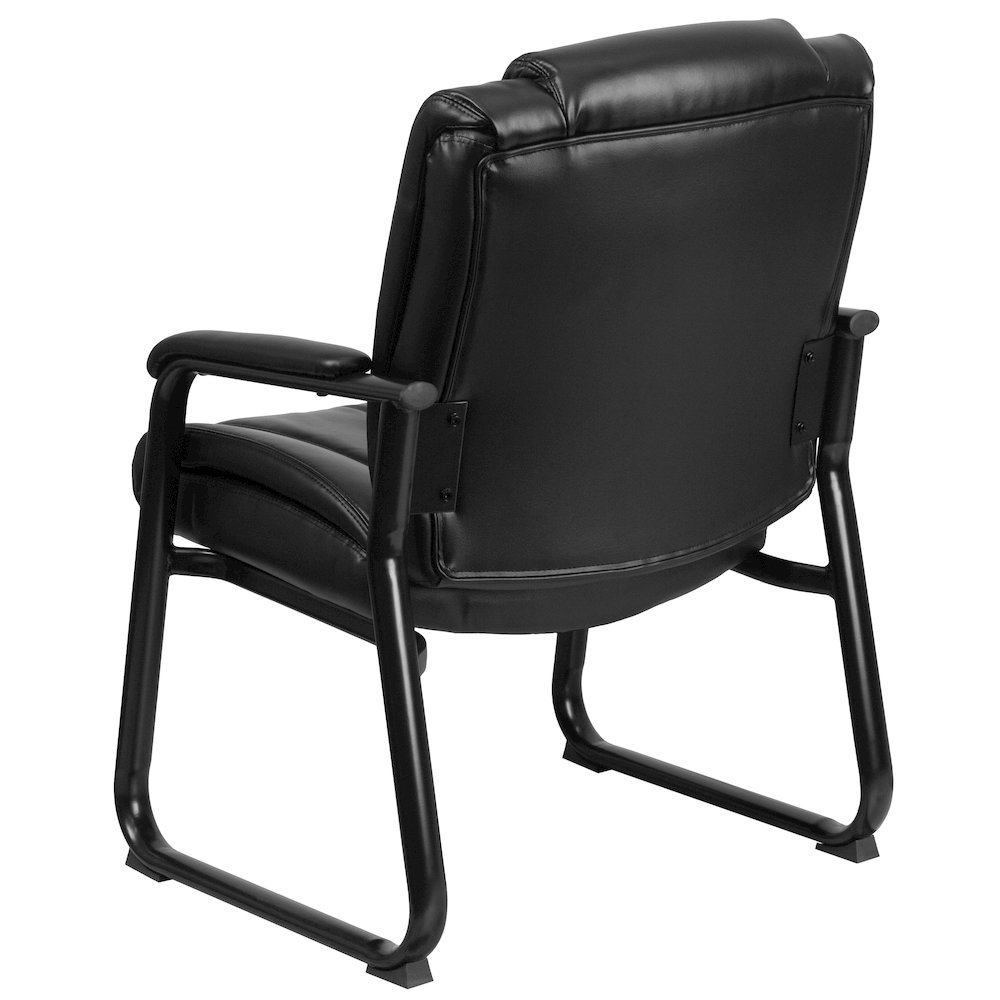 Reception Chairs | Black LeatherSoft Side Chairs for Reception and Office. Picture 7