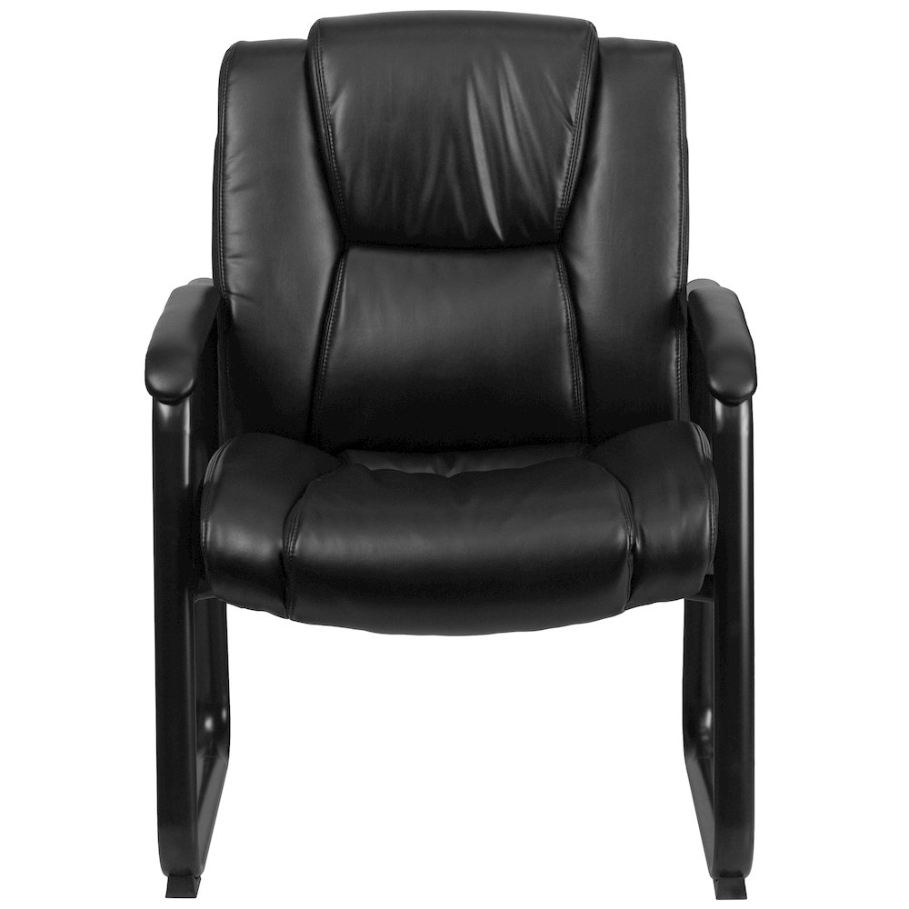 Reception Chairs | Black LeatherSoft Side Chairs for Reception and Office. Picture 10