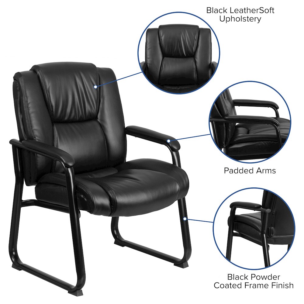 Reception Chairs | Black LeatherSoft Side Chairs for Reception and Office. Picture 5