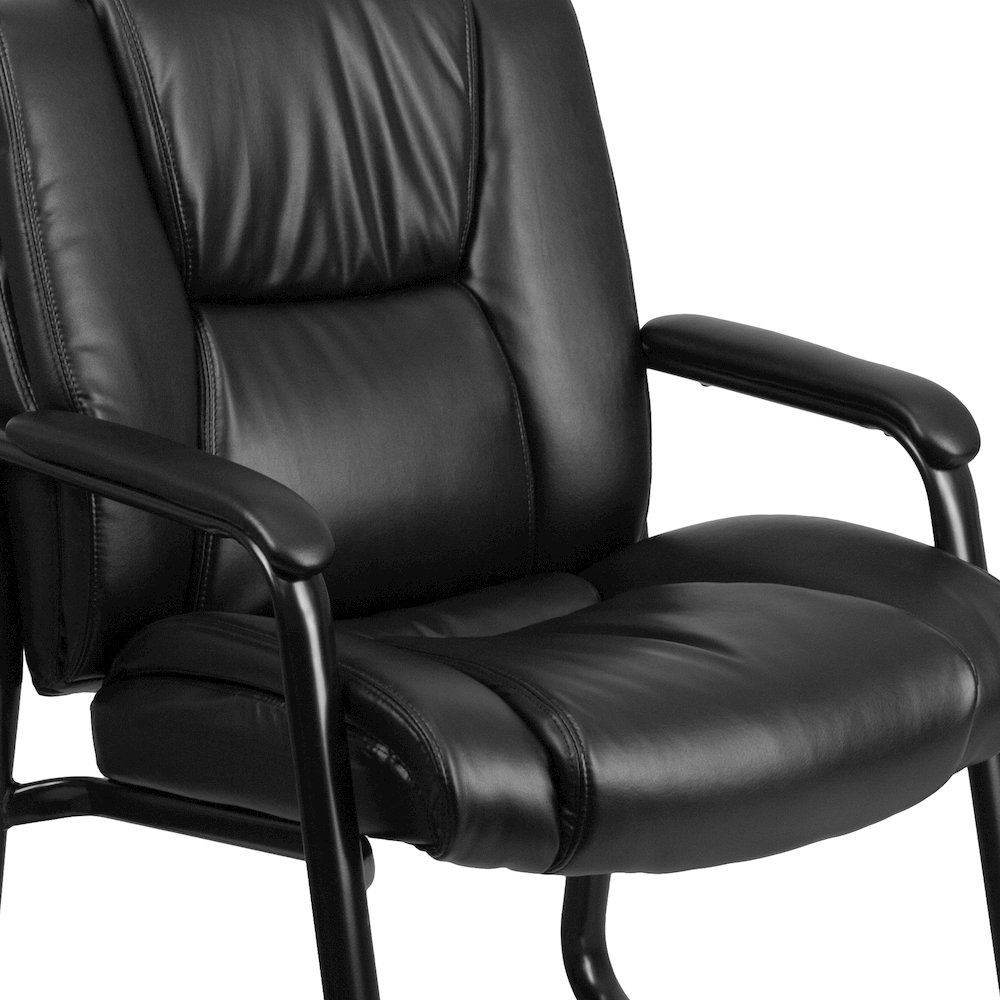 Reception Chairs | Black LeatherSoft Side Chairs for Reception and Office. Picture 11