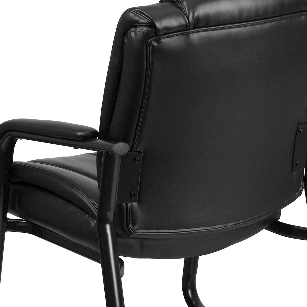 Reception Chairs | Black LeatherSoft Side Chairs for Reception and Office. Picture 8