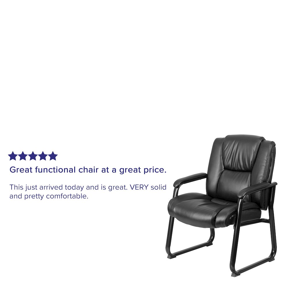 Reception Chairs | Black LeatherSoft Side Chairs for Reception and Office. Picture 4