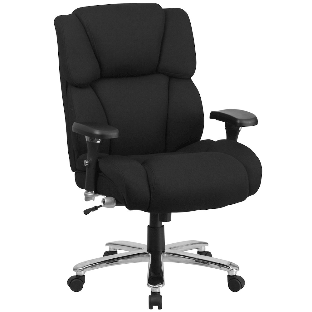 400 lb. Rated Black Fabric Executive Office Chair with Lumbar Knob. Picture 1