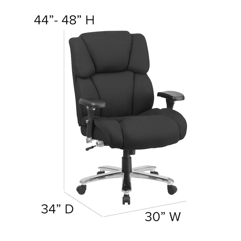 400 lb. Rated Black Fabric Executive Office Chair with Lumbar Knob. Picture 7