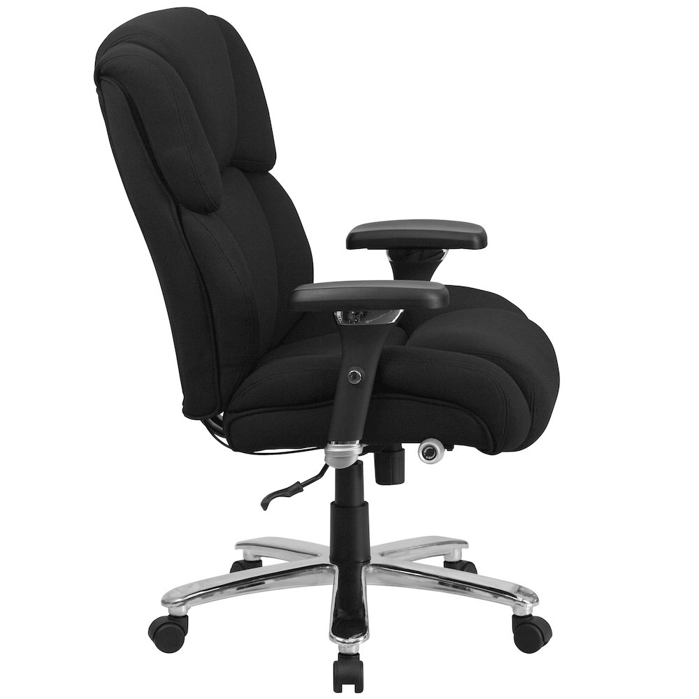 400 lb. Rated Black Fabric Executive Office Chair with Lumbar Knob. Picture 10