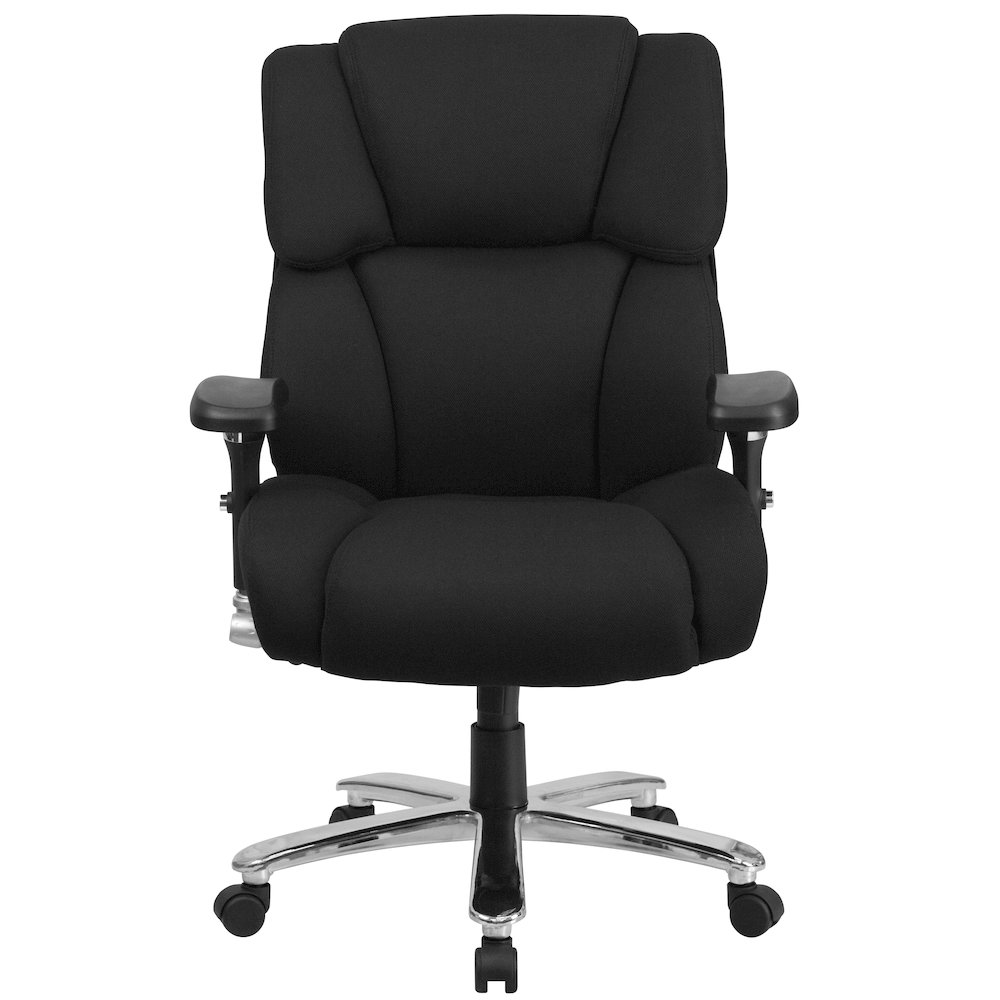 400 lb. Rated Black Fabric Executive Office Chair with Lumbar Knob. Picture 11