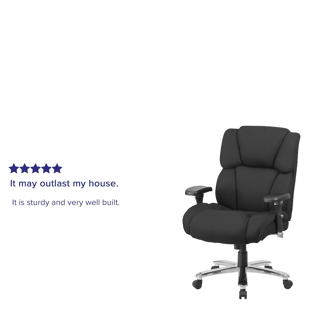 400 lb. Rated Black Fabric Executive Office Chair with Lumbar Knob. Picture 5