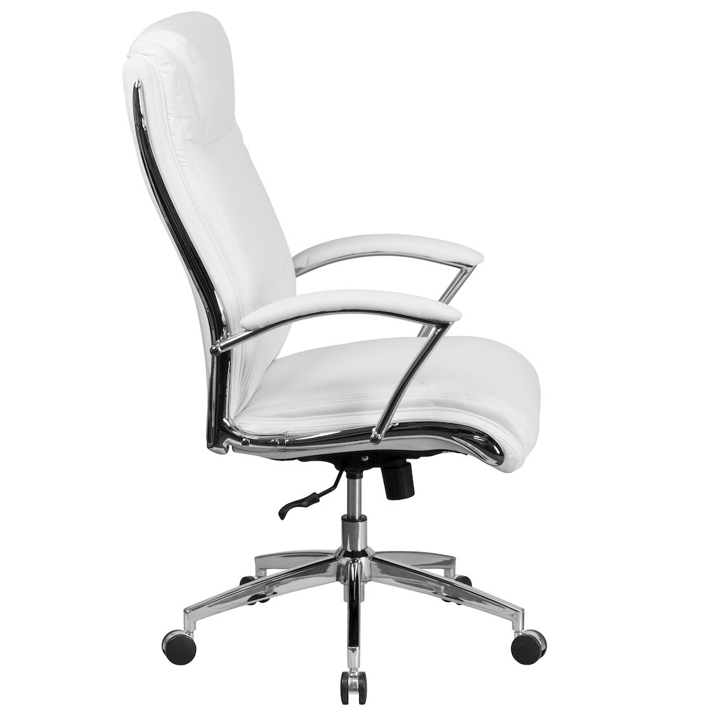 High Back White Smooth Upholstered Executive Swivel Office Chair. Picture 9