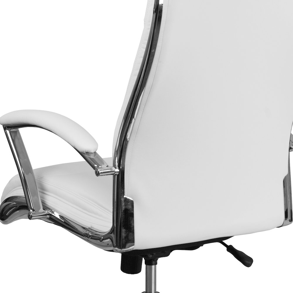 High Back White Smooth Upholstered Executive Swivel Office Chair. Picture 11