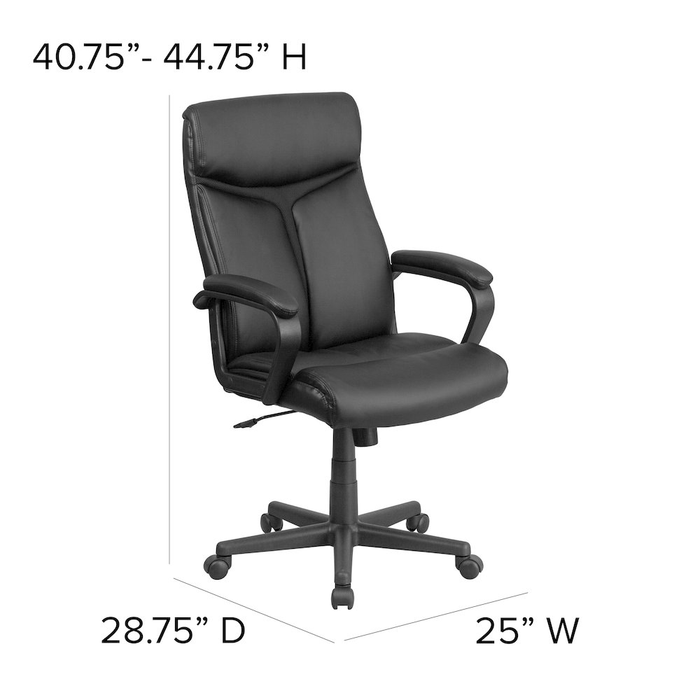 High Back Black Executive Swivel Office Chair with Slight Mesh Accent and Arms. Picture 6