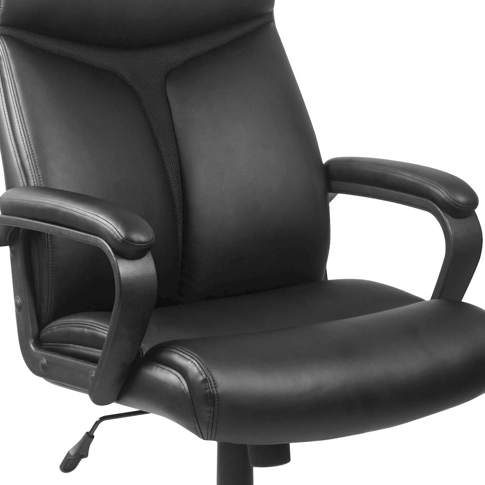 High Back Black Executive Swivel Office Chair with Slight Mesh Accent and Arms. Picture 11