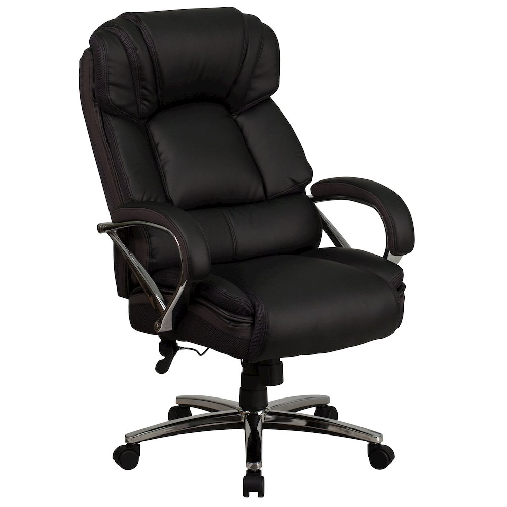 500 lb. Rated Black Executive Swivel Office Chair with Chrome Base and Arms. Picture 1