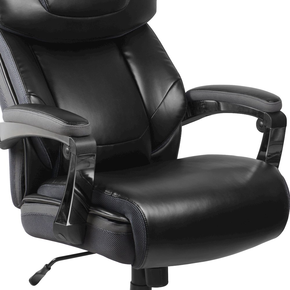 500 lb. Rated Black Executive Swivel Office Chair with Adjustable Headrest. Picture 13