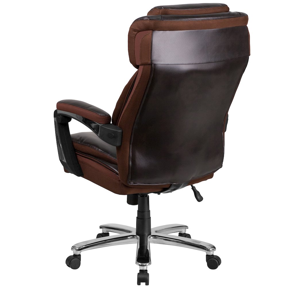 Big & Tall 500 lb. Rated Brown LeatherSoft Executive Swivel Ergonomic Office Chair with Adjustable Headrest. Picture 4
