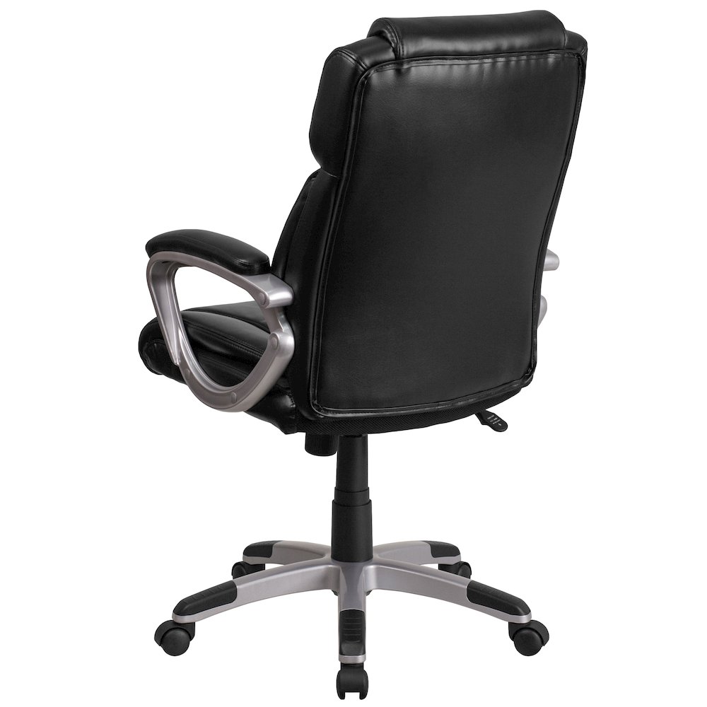 Mid-Back Black LeatherSoft Executive Swivel Office Chair with Padded Arms. Picture 7