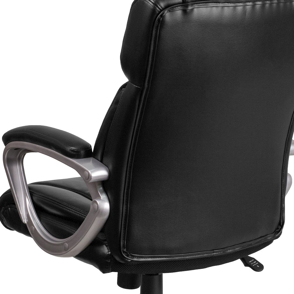 Mid-Back Black LeatherSoft Executive Swivel Office Chair with Padded Arms. Picture 8