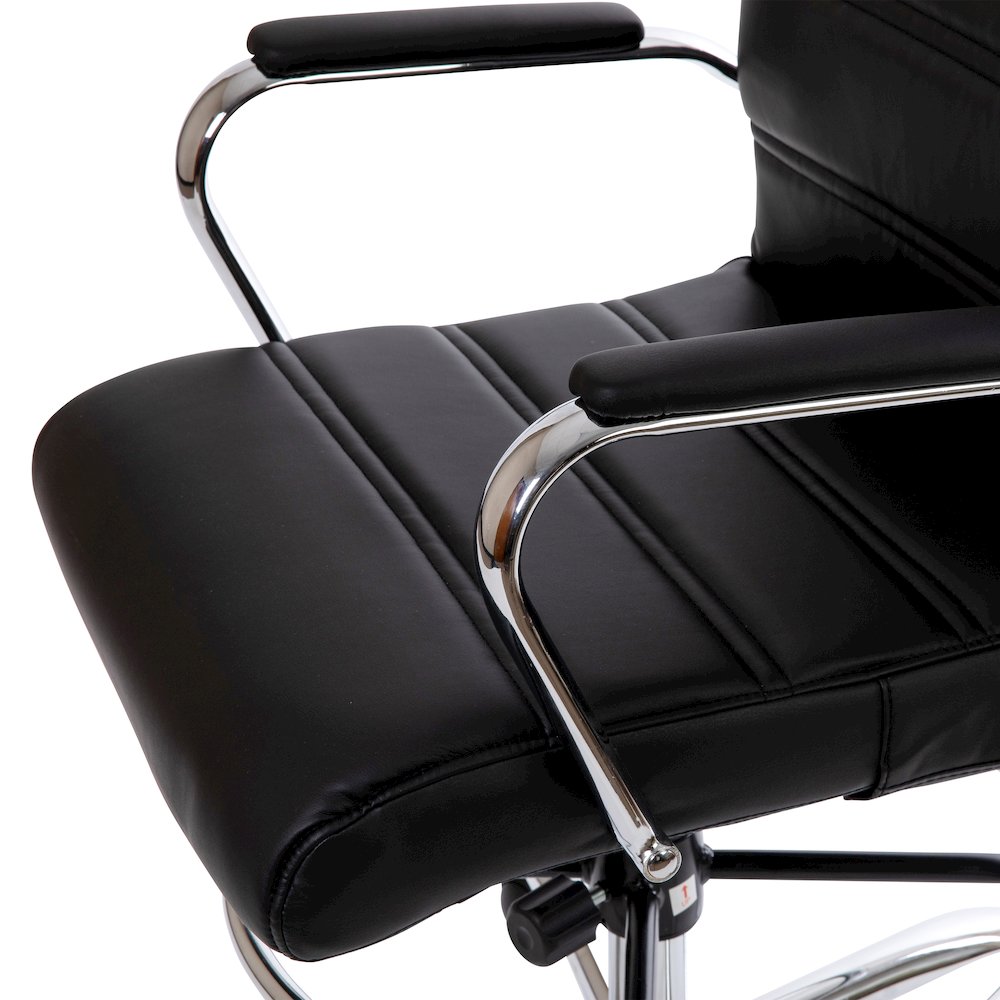 Mid-Back Black Drafting Chair with Adjustable Foot Ring and Chrome Base. Picture 7