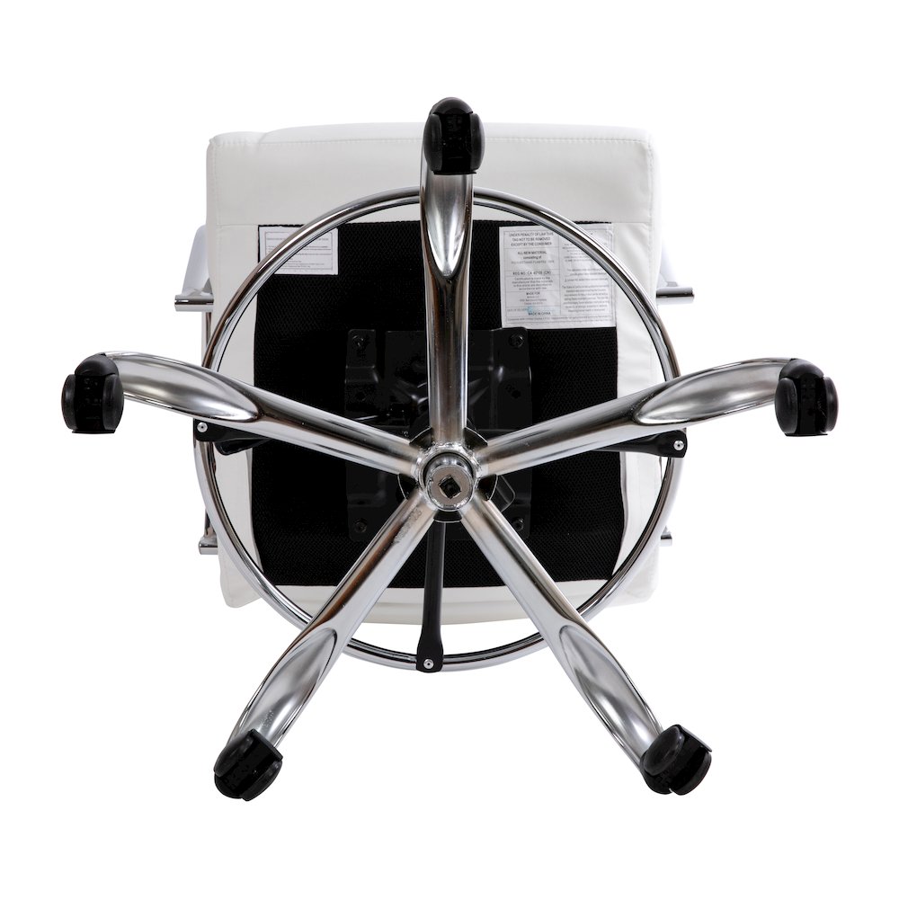 Mid-Back White Drafting Chair with Adjustable Foot Ring and Chrome Base. Picture 11