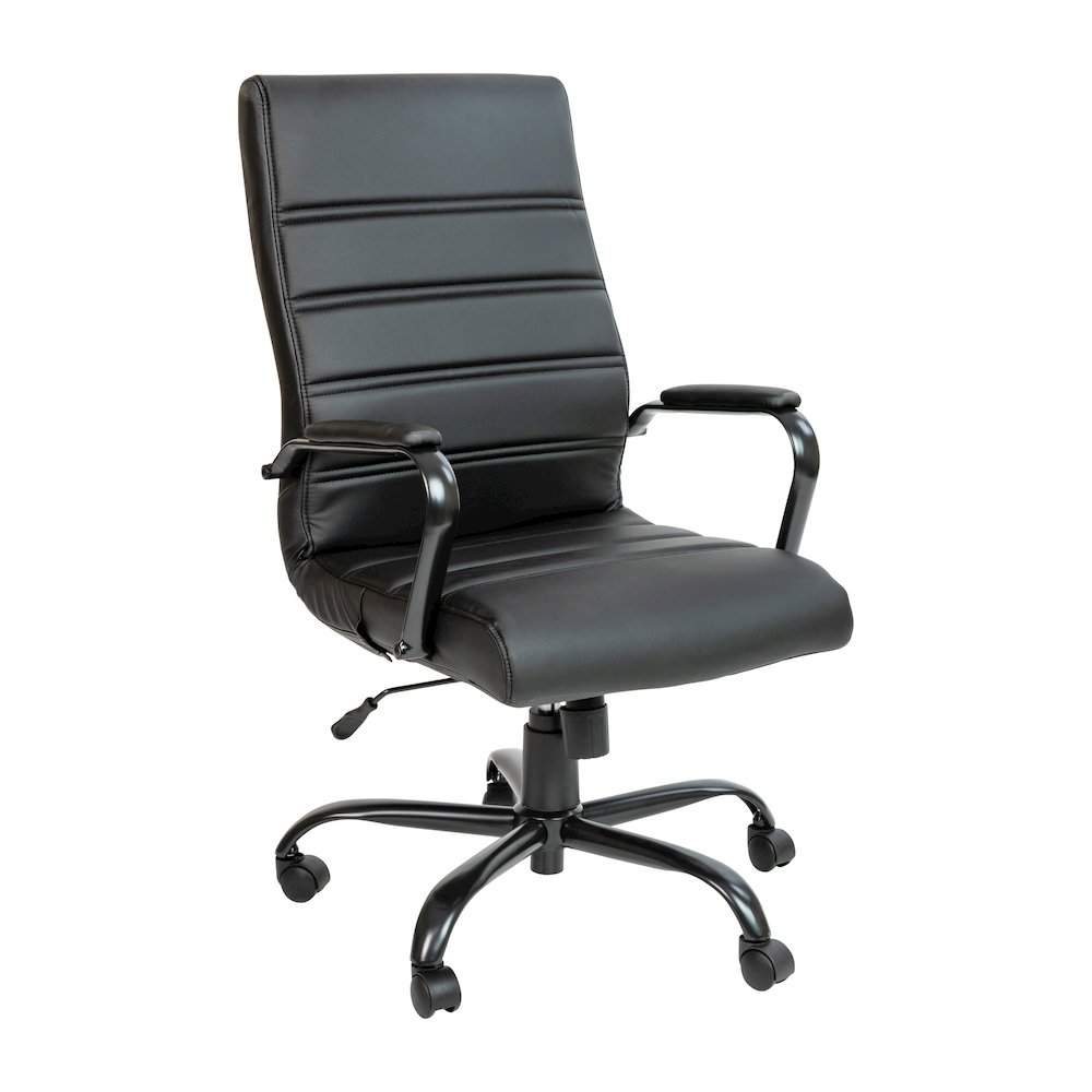 High Back Black Executive Swivel Office Chair with Black Frame and Arms. Picture 1
