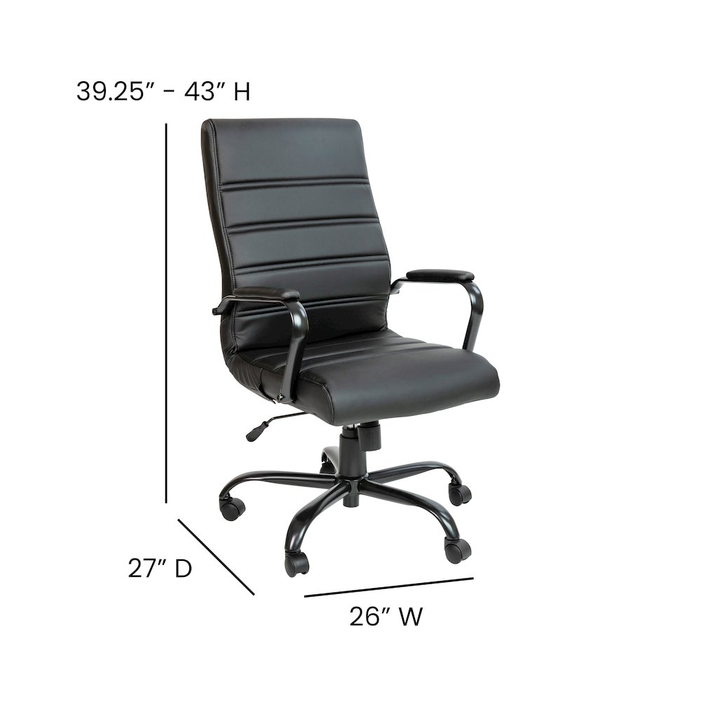 High Back Black Executive Swivel Office Chair with Black Frame and Arms. Picture 7