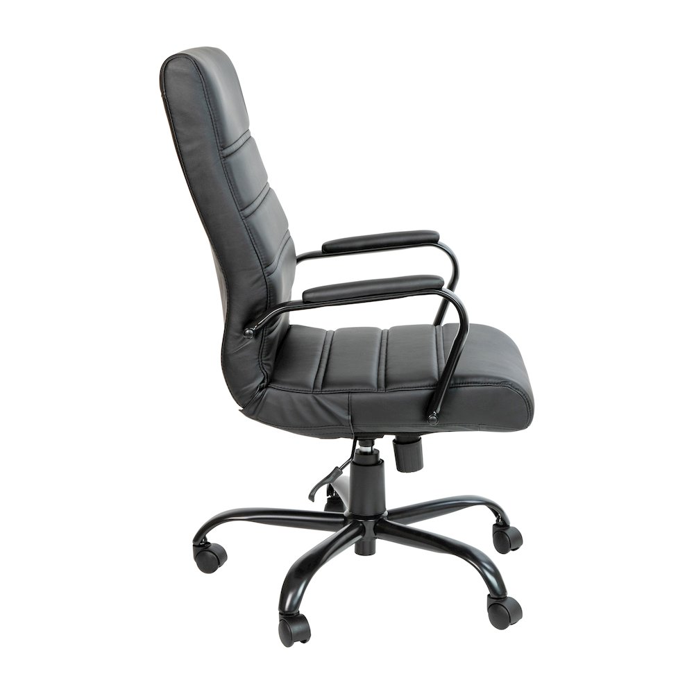 High Back Black Executive Swivel Office Chair with Black Frame and Arms. Picture 10