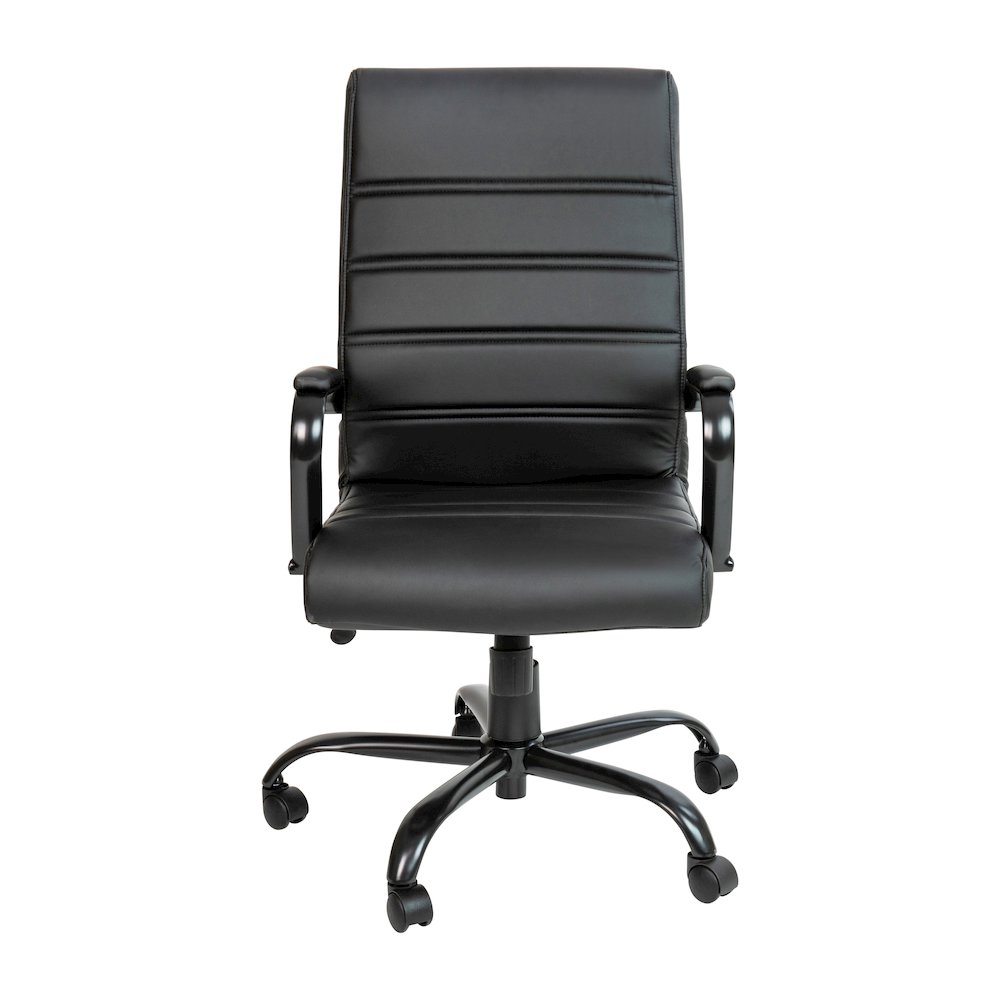 High Back Black Executive Swivel Office Chair with Black Frame and Arms. Picture 11