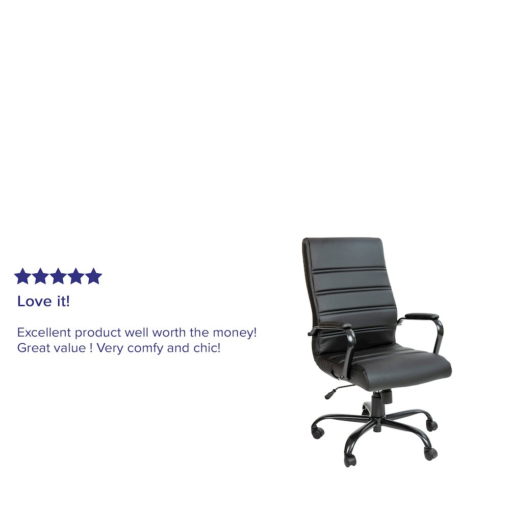 High Back Black Executive Swivel Office Chair with Black Frame and Arms. Picture 5