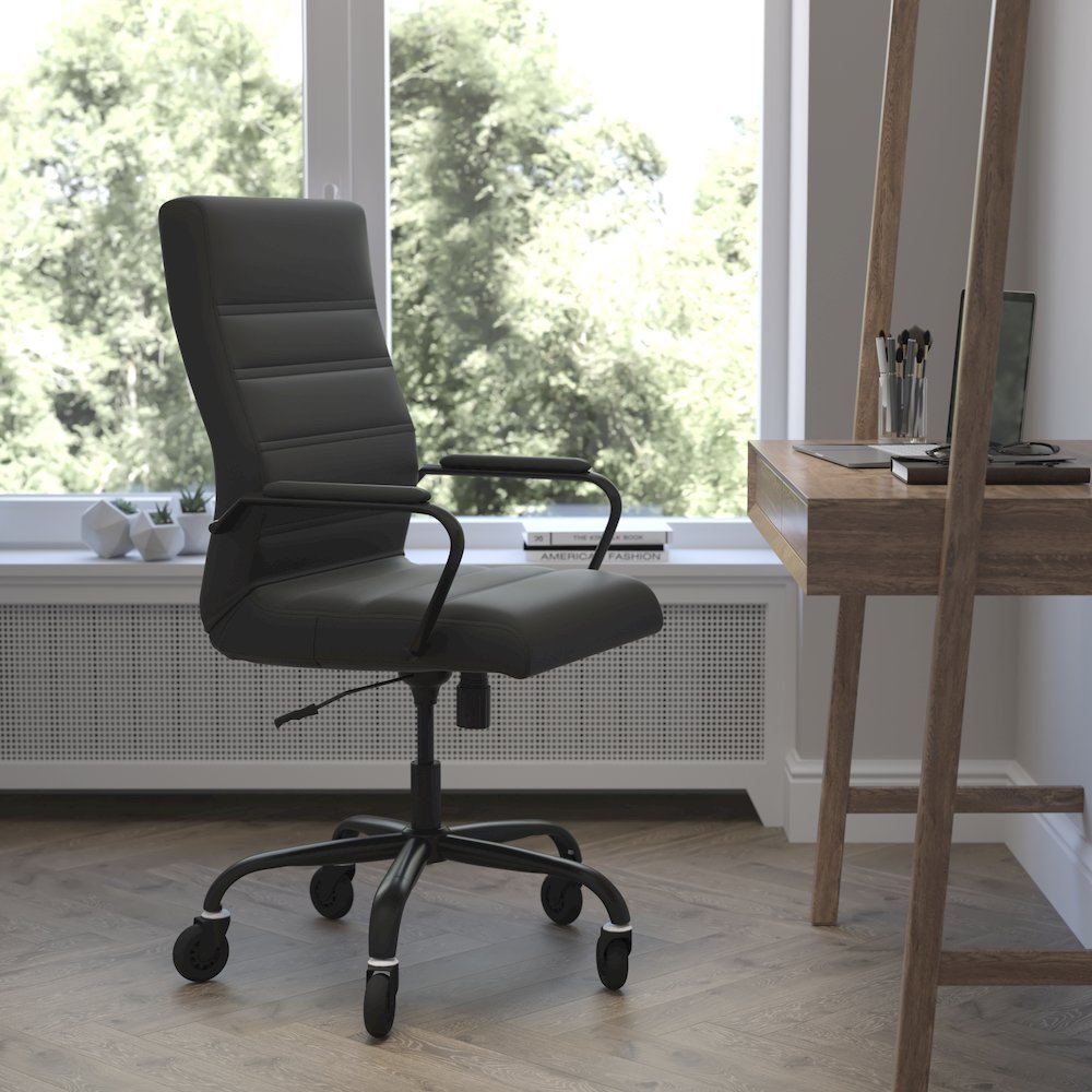 High Back Black Executive Swivel Office Chair with Black Frame, Arms,. Picture 2