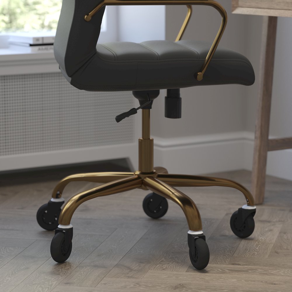 High Back Black Executive Swivel Office Chair with Gold Frame, Arms,. Picture 7