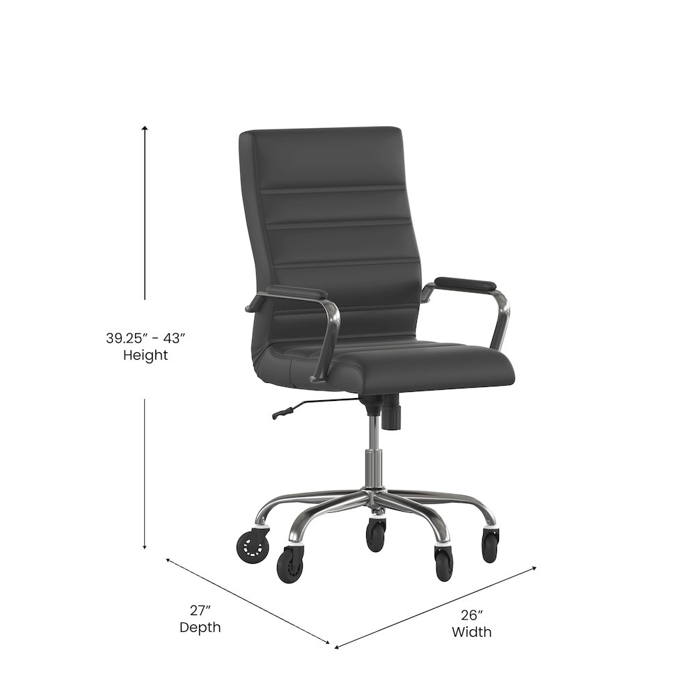 High Back Black Executive Swivel Office Chair with Chrome Frame, Arms,. Picture 5