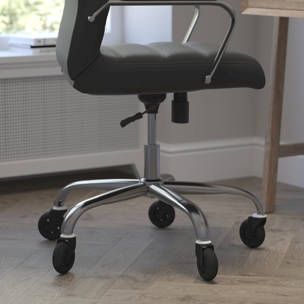 High Back Black Executive Swivel Office Chair with Chrome Frame, Arms,. Picture 6