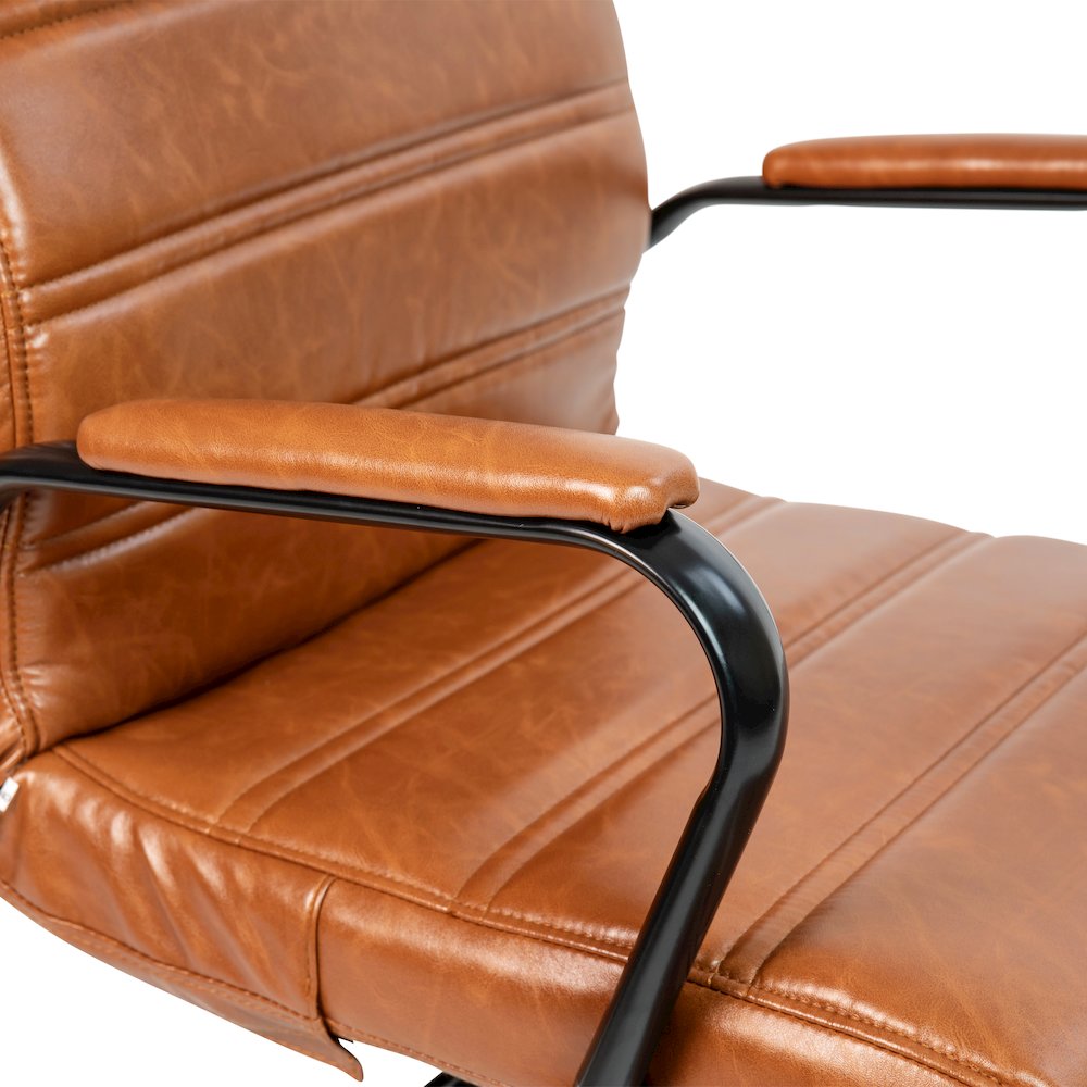 High Back Brown Executive Swivel Office Chair with Black Frame and Arms. Picture 17