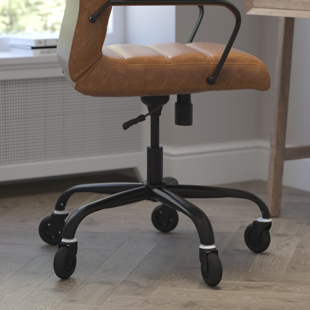 High Back Brown Executive Swivel Office Chair with Black Frame, Arms,. Picture 6
