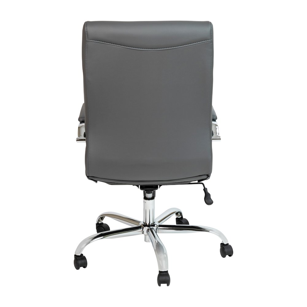 High Back Gray Executive Swivel Office Chair with Chrome Frame and Arms. Picture 8