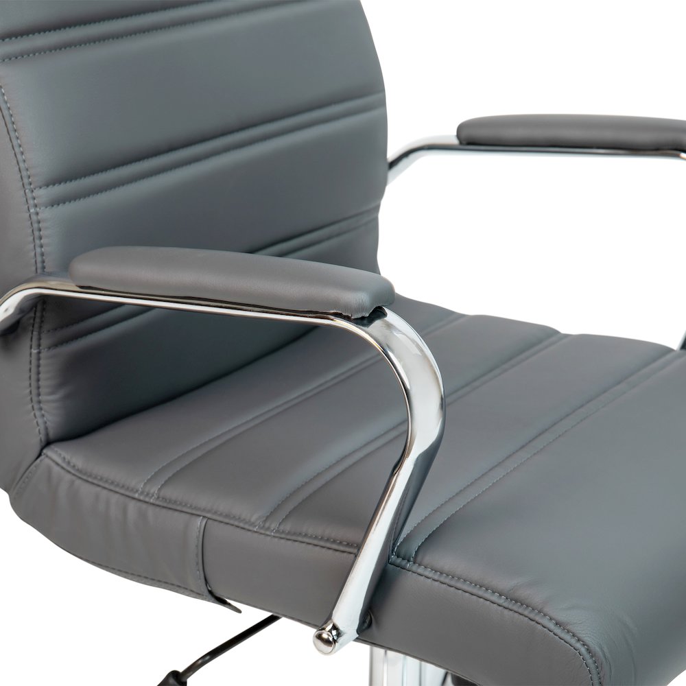 High Back Gray Executive Swivel Office Chair with Chrome Frame and Arms. Picture 12