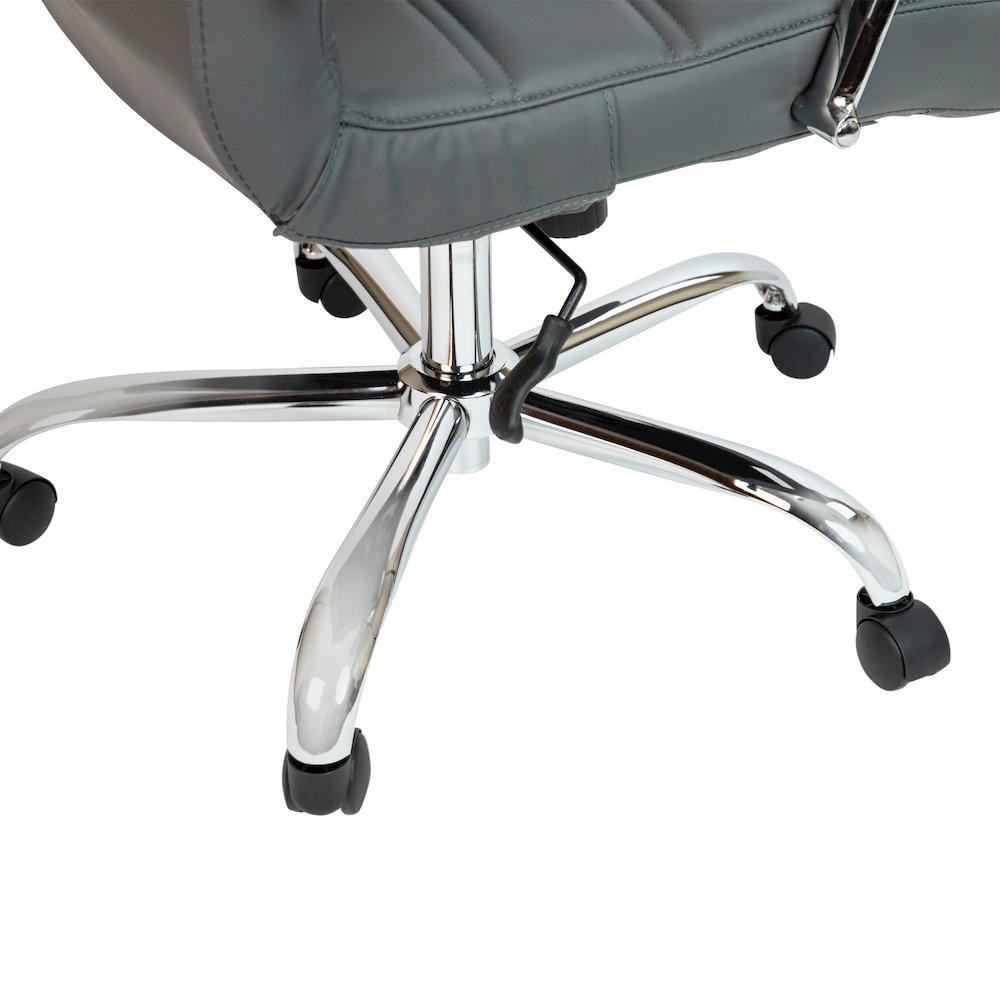 High Back Gray Executive Swivel Office Chair with Chrome Frame and Arms. Picture 13
