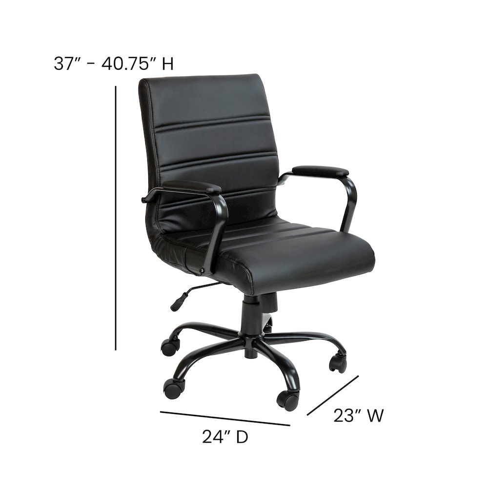 Mid-Back Black Executive Swivel Office Chair with Black Frame and Arms. Picture 7